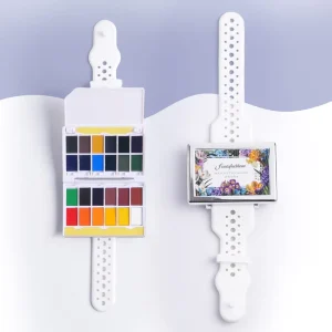 Watch-Style Watercolor Paint Set 24 Colors Portable for Travel Sketching