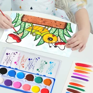 Watercolor Book with Built-in Non-Toxic Paint Set for Children