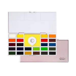Watercolor Paint Set 24 Vivid Colors in Portable Box Perfect Travel Watercolor Set