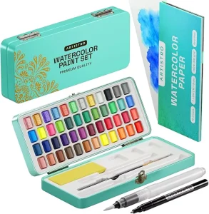 Watercolor Paint Set with Metallic and Fluorescent Colors