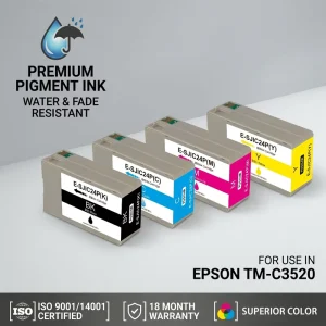 Waterproof SJIC24P Pigment Ink for Epson ColorWorks C3520 TMC3520 Barcode Label Printer Replacement
