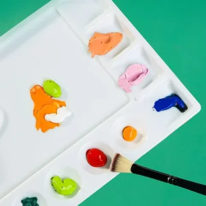 White Plastic Rectangular Acrylic and Watercolor Painting Palette