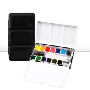 XinyiArt 12 Colors Solid Watercolor Pigment Set with Box Portable Travel Watercolor Kit with Palette for Artists Students Kids
