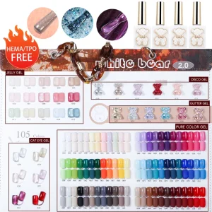 ZRKGEL 15ml 105 Colors Odorless UV Gel Polish Long Lasting OEM White Bear Set Kit with Private Label Hema Tpo Free Nail Factory