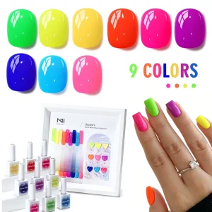 ZRKGEL Neon Color Gel Polish Set 9PCS Fluorescent UV LED Nail Gel Nail Suppliers Long Lasting with Tpo Hema Free Gel